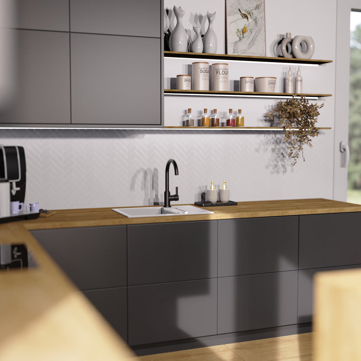 Robinet mitigeur cuisine Instmaier LEONA noir mat