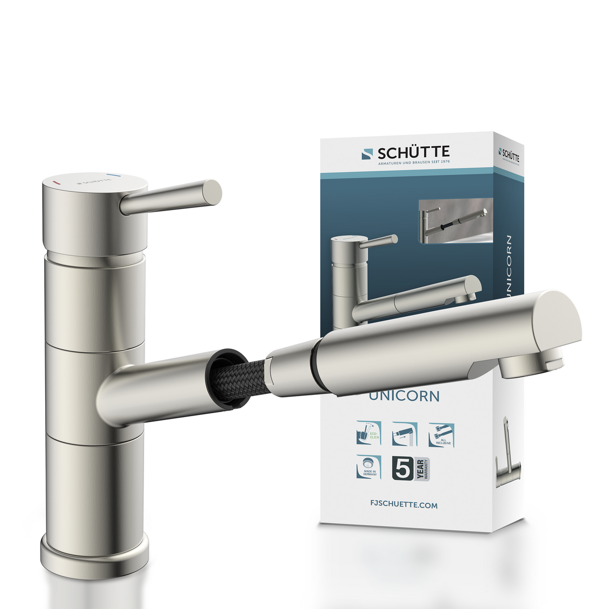Robinet douchette Schütte UNICORN bec droit inox