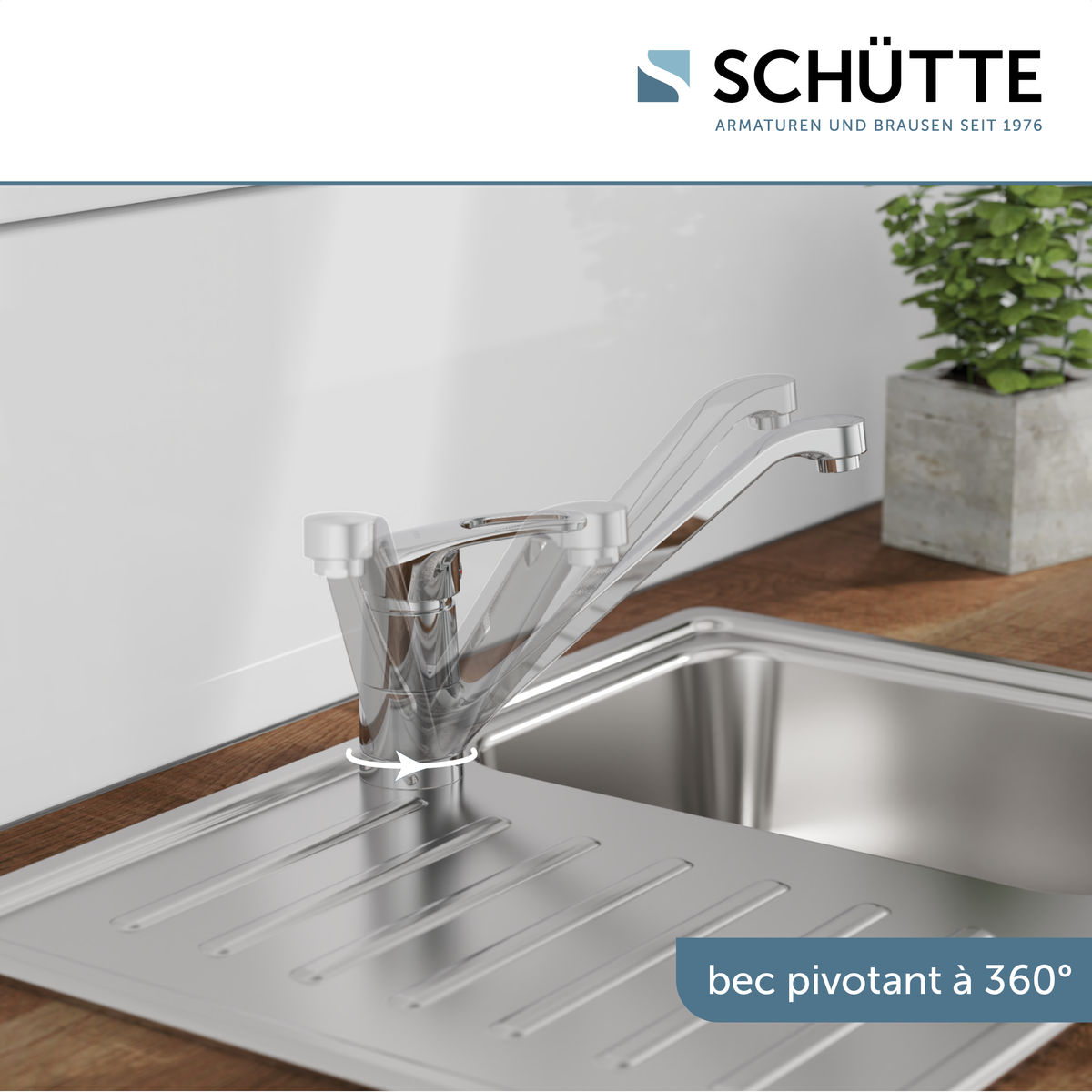 Robinet mitigeur cuisine chromé Schütte GRANDE