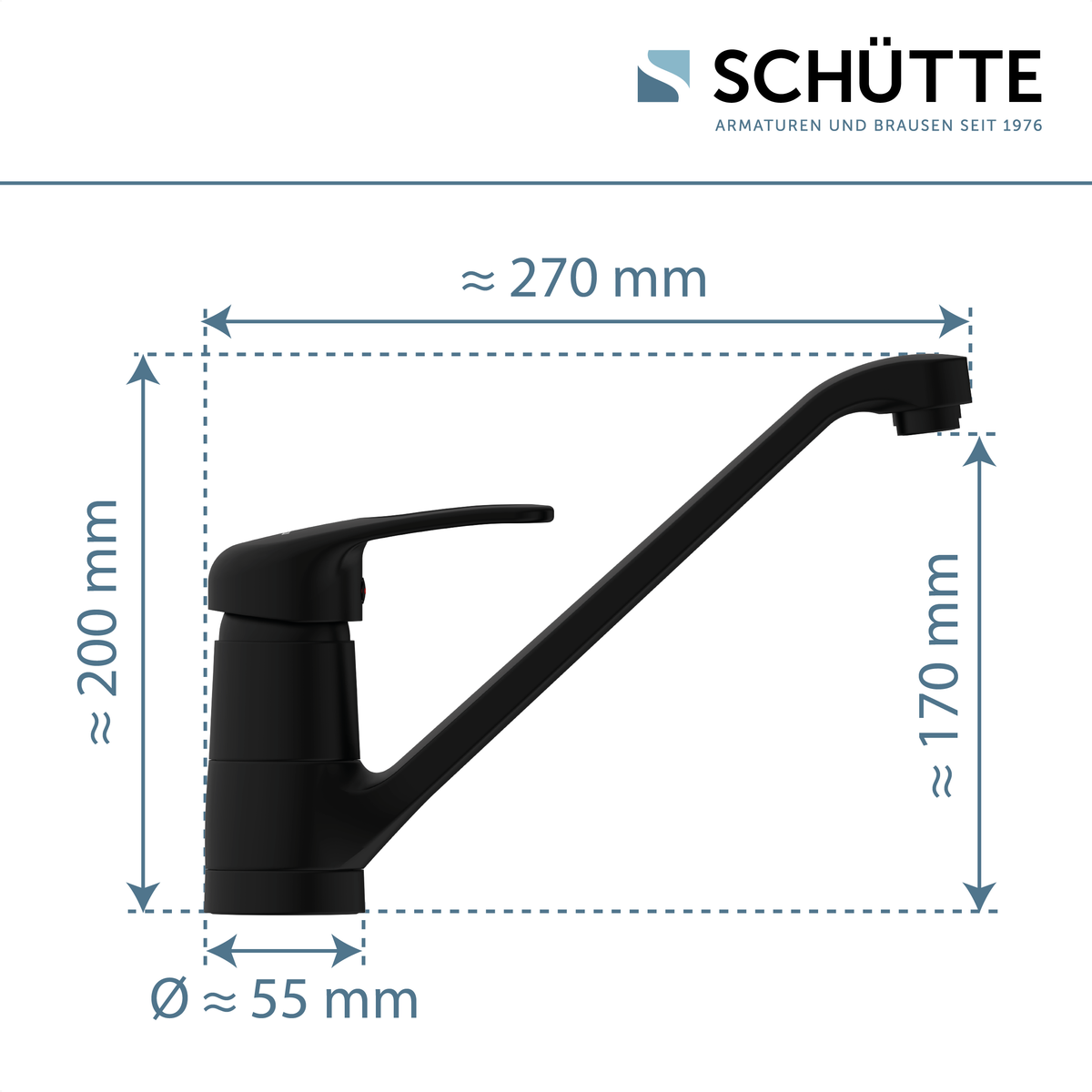 Robinet mitigeur cuisine noir mat Schütte GRANDE