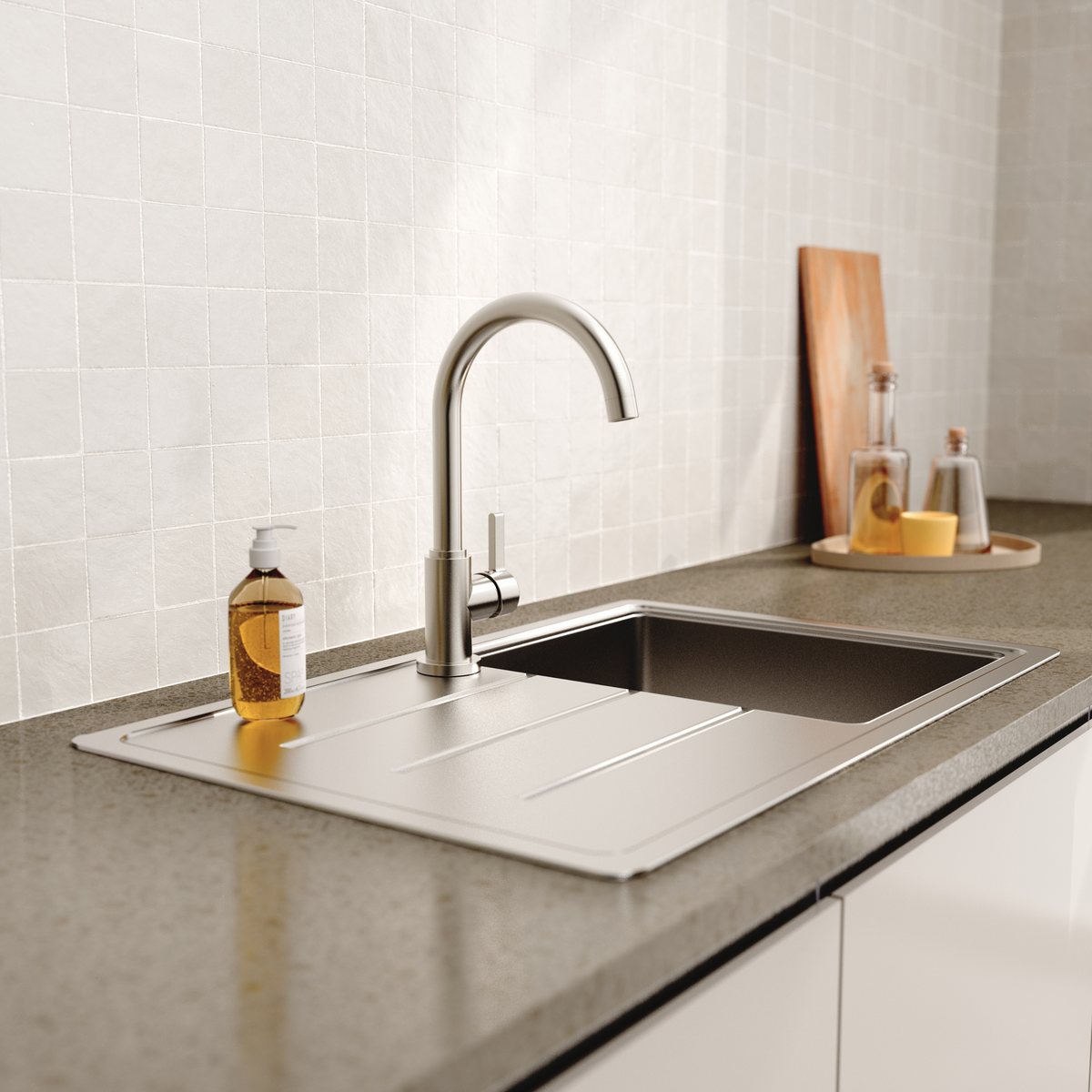 Robinet mitigeur cuisine Instmaier LEONA inox