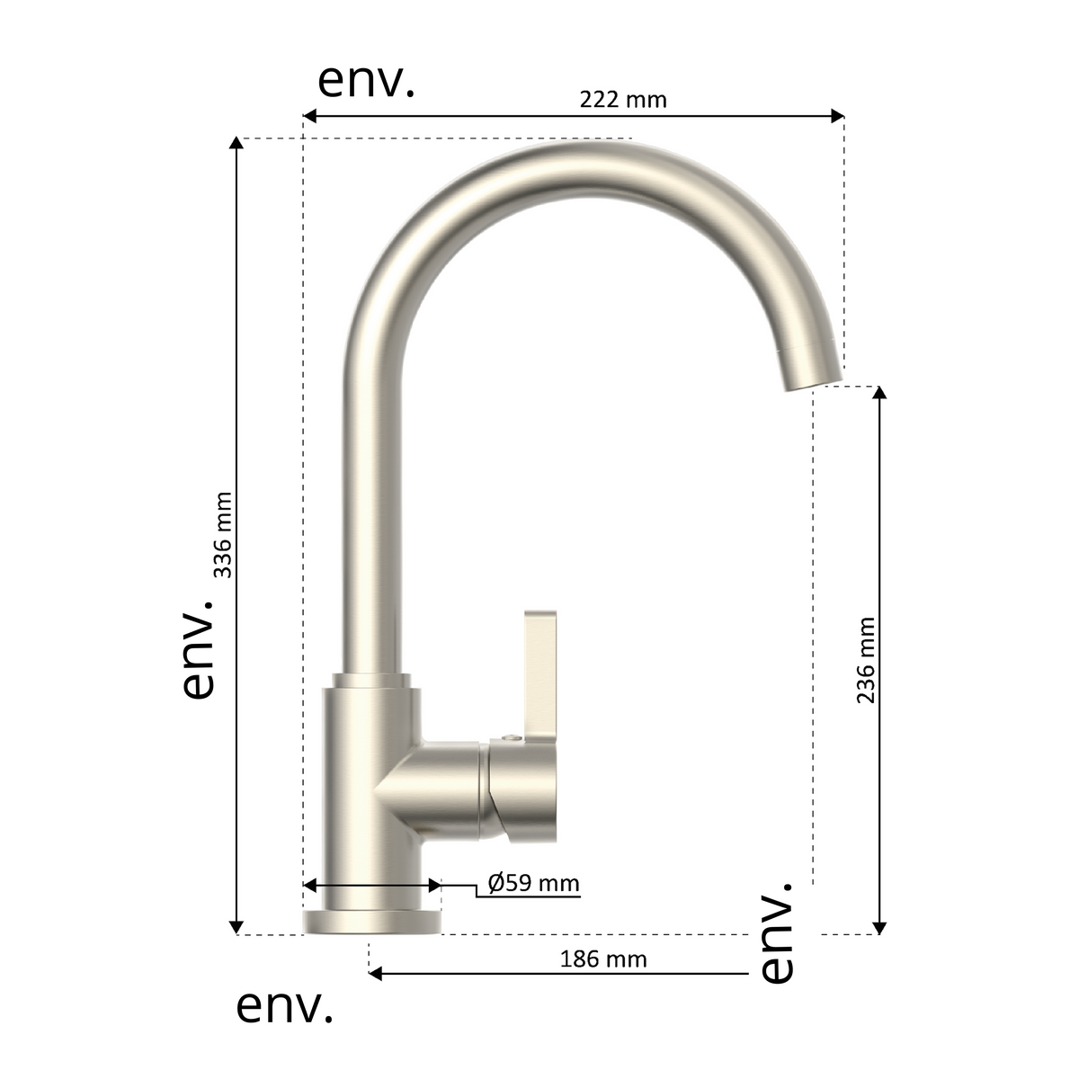 Robinet mitigeur cuisine Instmaier LEONA inox