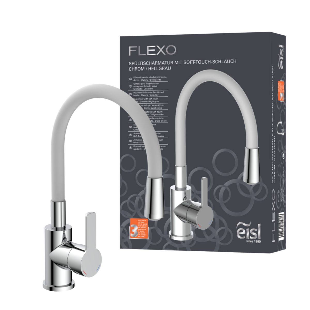 Robinet rabattable gris et chromé Eisl FLEXO