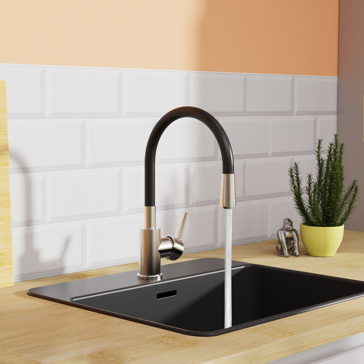Robinet rabattable noir et inox Eisl FLEXO