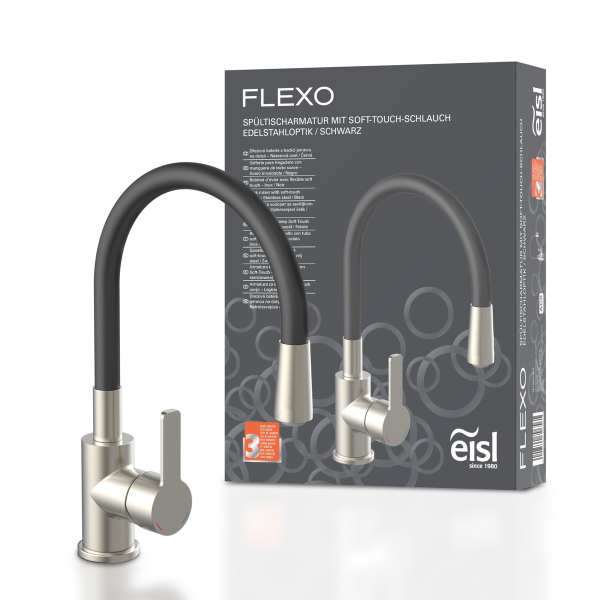 Robinet rabattable noir et inox Eisl FLEXO