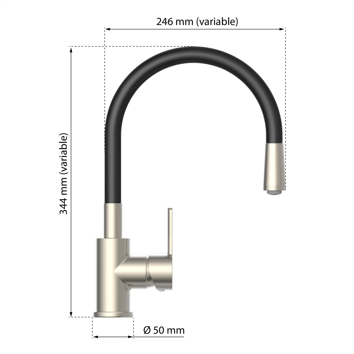 Robinet rabattable noir et inox Eisl FLEXO