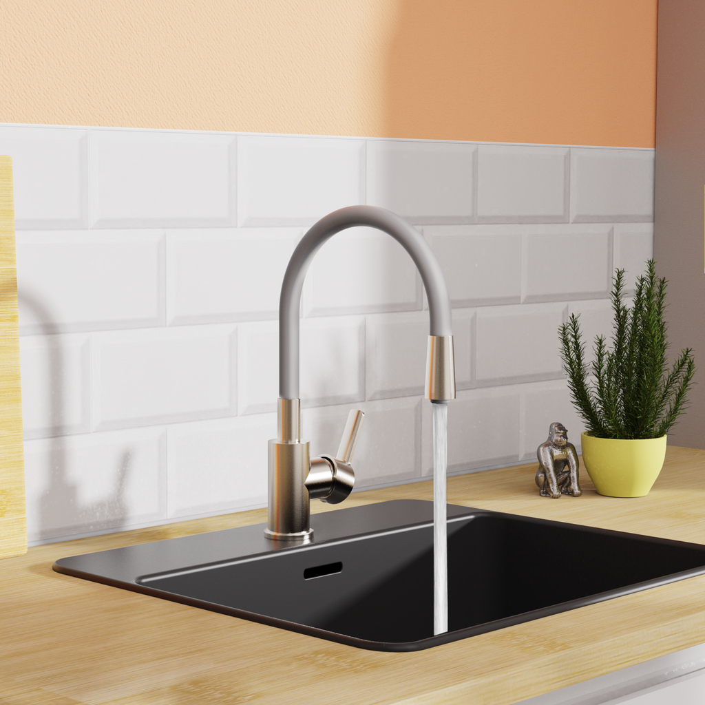 Robinet rabattable gris et inox Eisl FLEXO