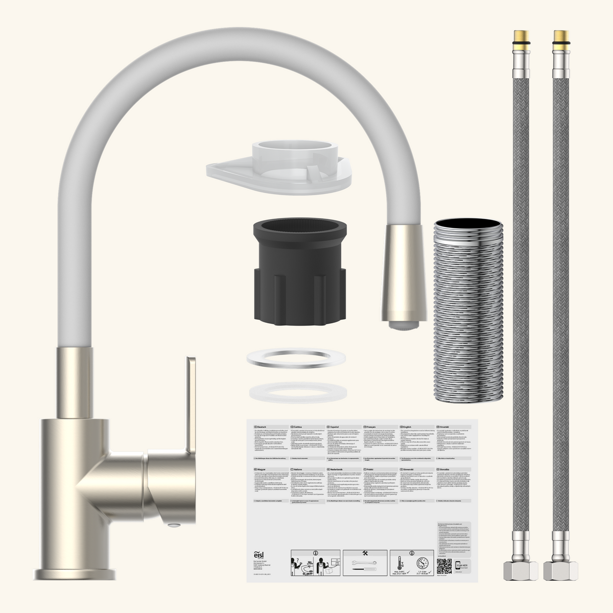 Robinet rabattable gris et inox Eisl FLEXO