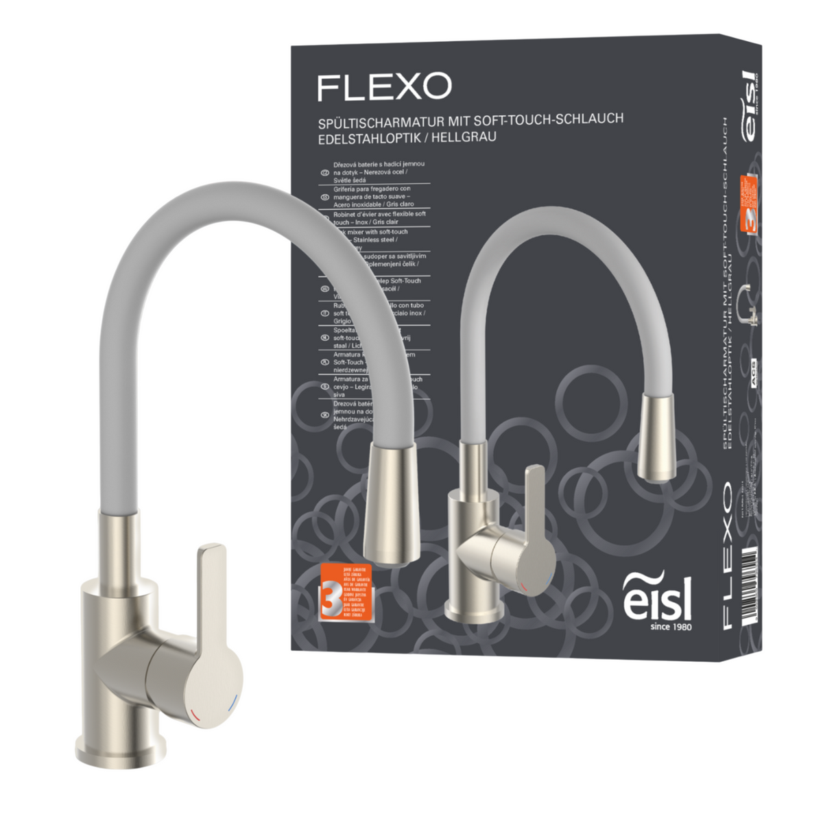 Robinet rabattable gris et inox Eisl FLEXO