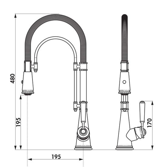 Robinet douchette vintage chromé Chambord MALO