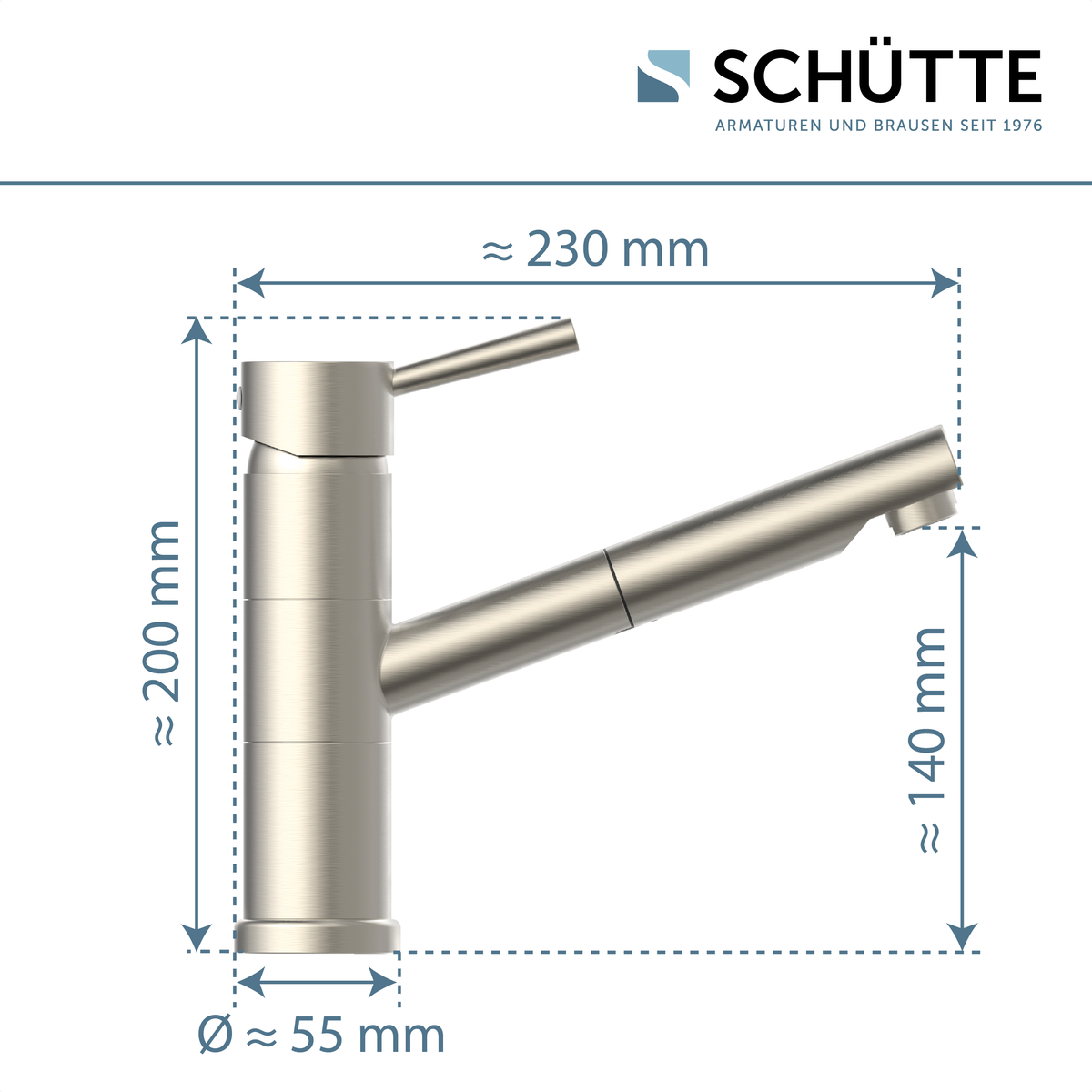 Robinet douchette Schütte UNICORN bec droit inox
