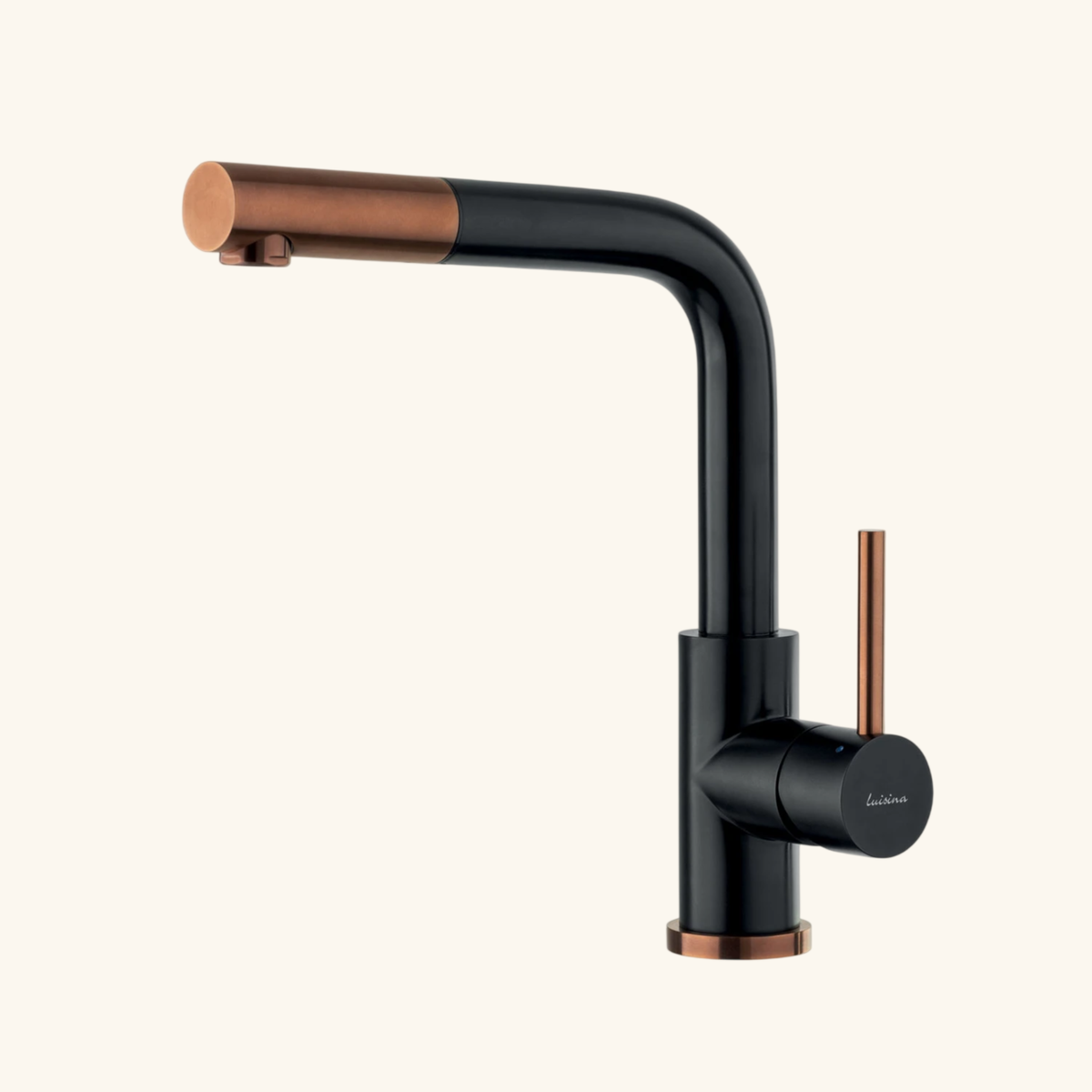 Robinet Douchette Luisina inox massif PVD noir et cuivre LENA
