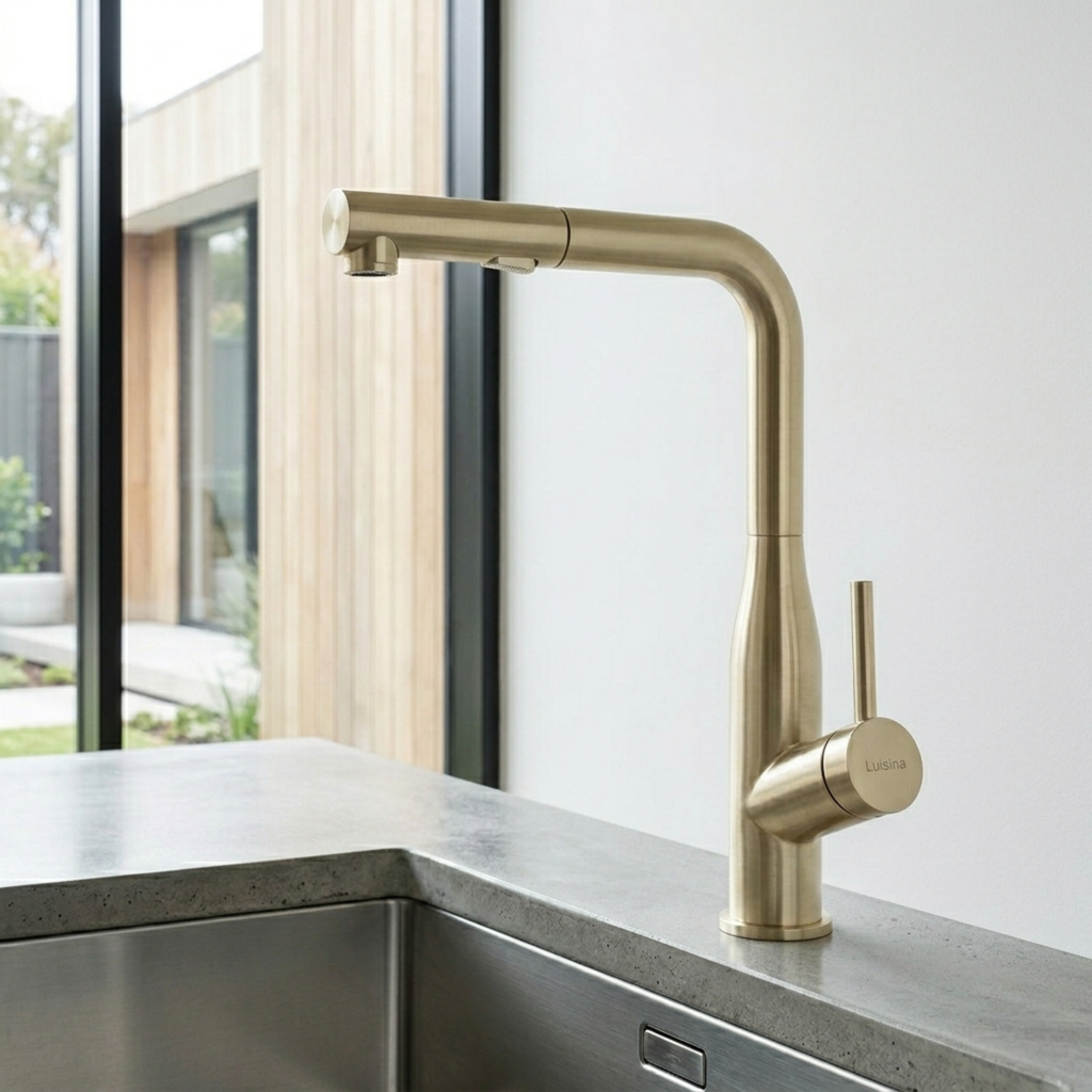 Robinet douchette Luisina inox PVD doré or clair ARCHIE