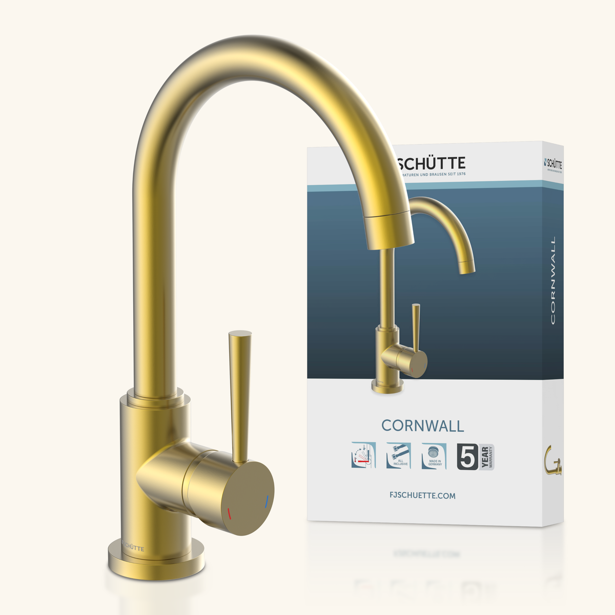 Robinet cuisine Schütte CORNWALL doré satiné