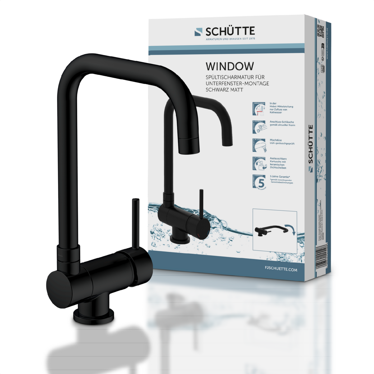 Robinet rabattable Schütte WINDOW noir mat