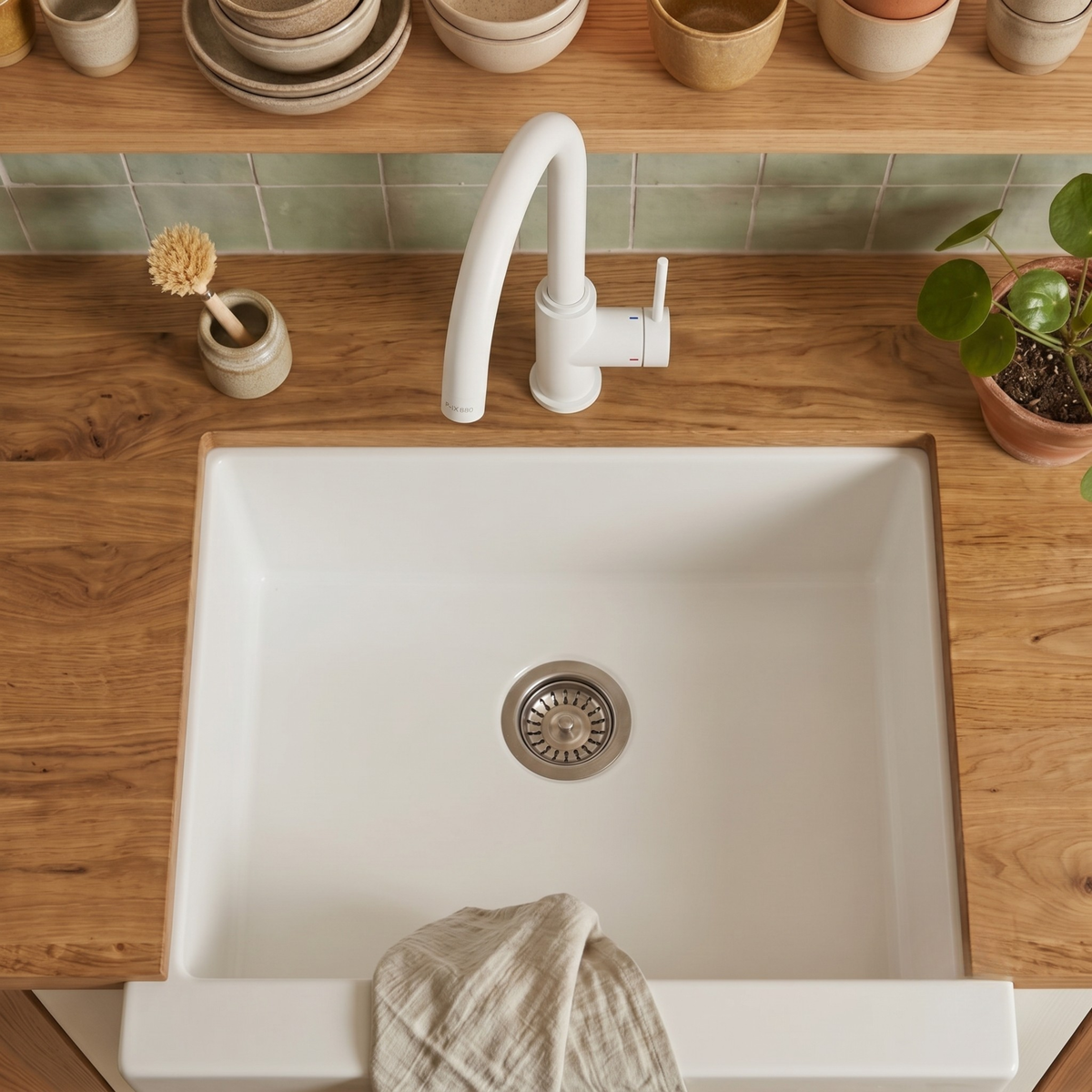 Robinet cuisine Luisina bec pivotant blanc mat RAPHAEL