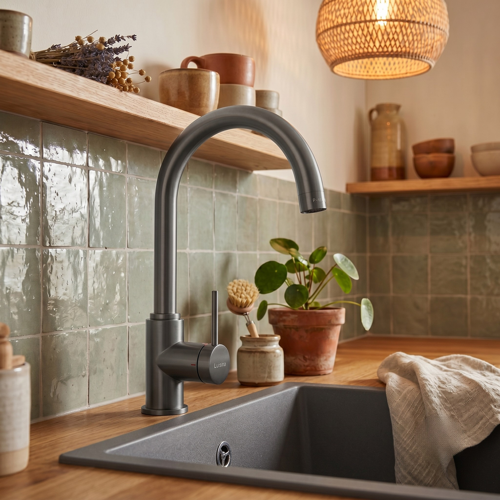 Robinet cuisine Luisina bec pivotant gris graphite RAPHAEL