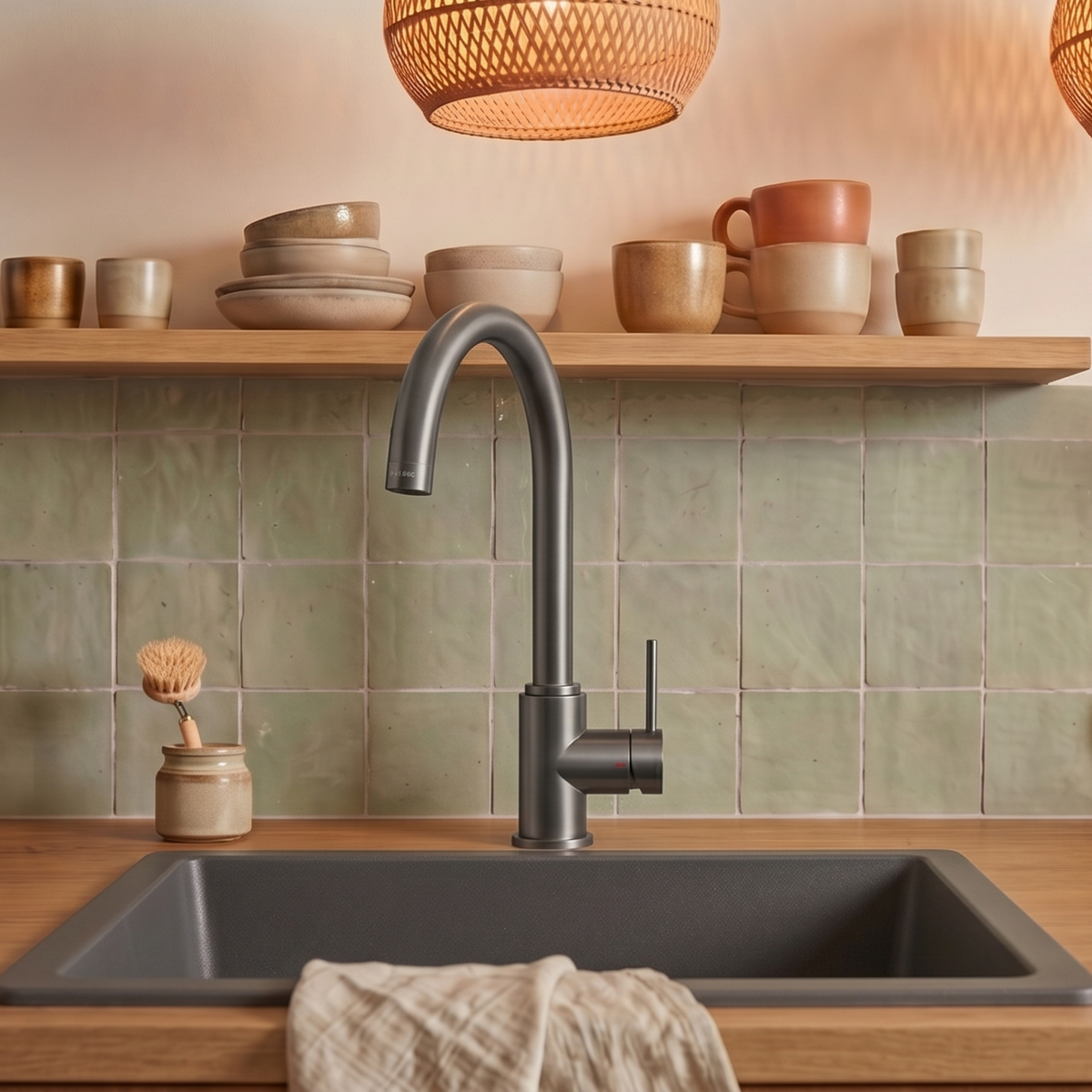 Robinet cuisine Luisina bec pivotant gris graphite RAPHAEL