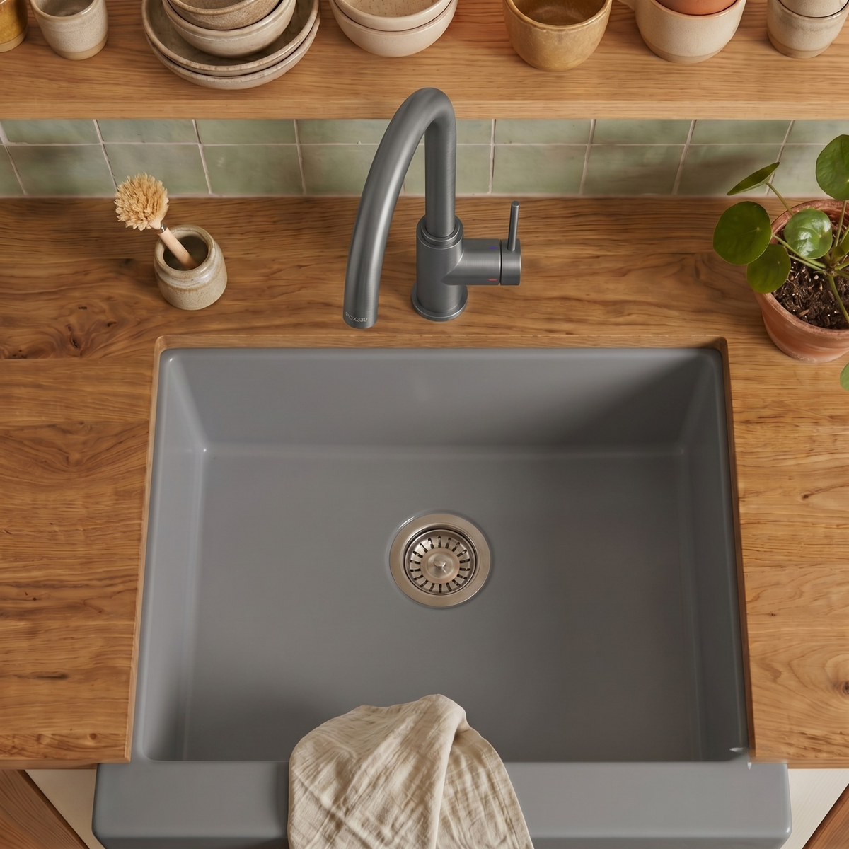 Robinet cuisine Luisina bec pivotant gris graphite RAPHAEL