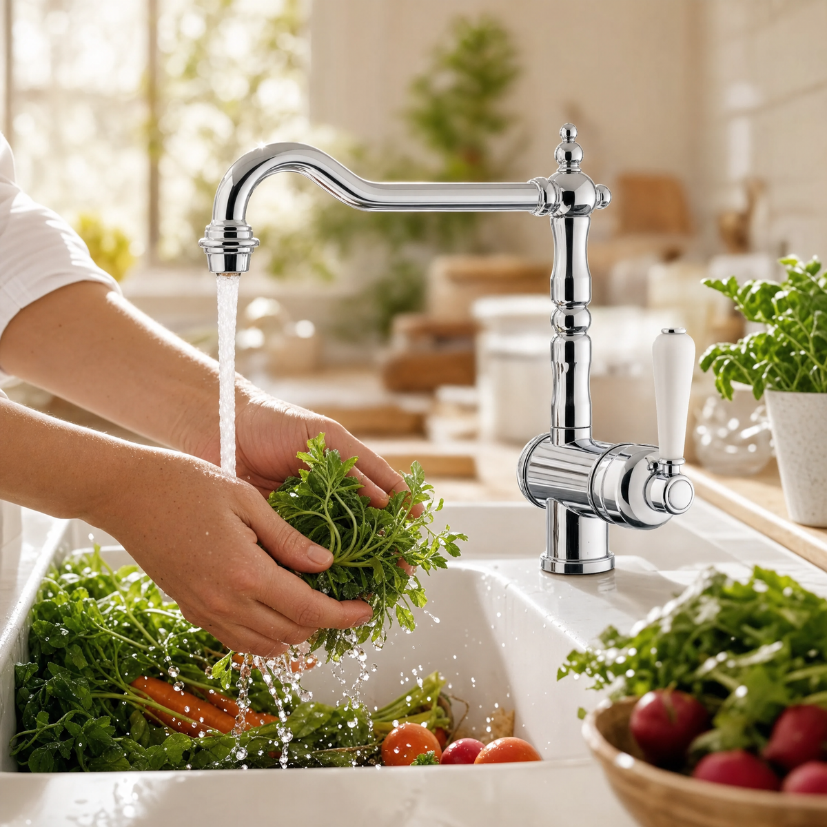 Robinet cuisine vintage chromé MARIUS