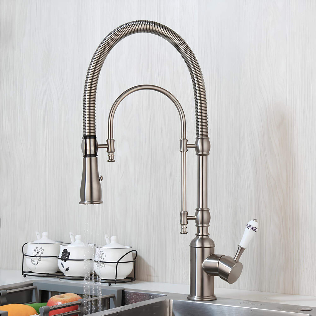 Robinet cuisine douchette extractible mitigeur en ressort flexible