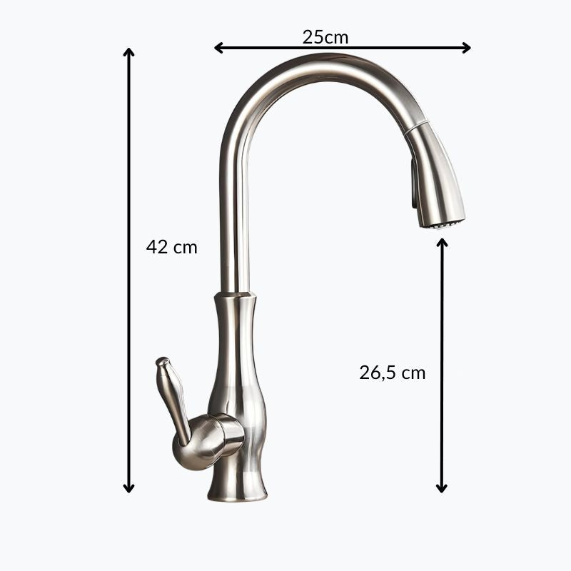 Robinet cuisine avec douchette extractible col pivotant