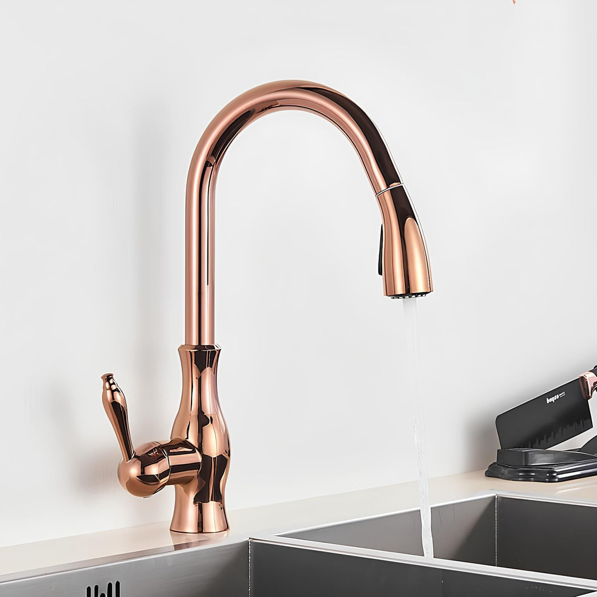 Robinet cuisine avec douchette extractible col pivotant