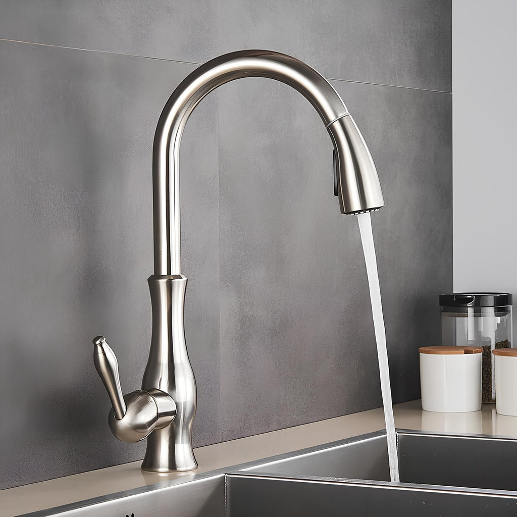 Robinet cuisine avec douchette extractible col pivotant