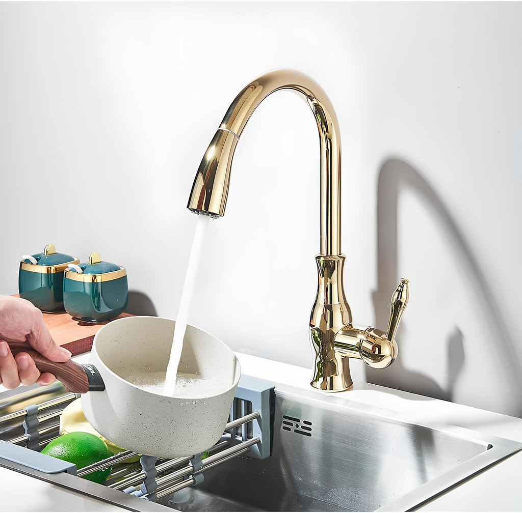Robinet cuisine avec douchette extractible col pivotant