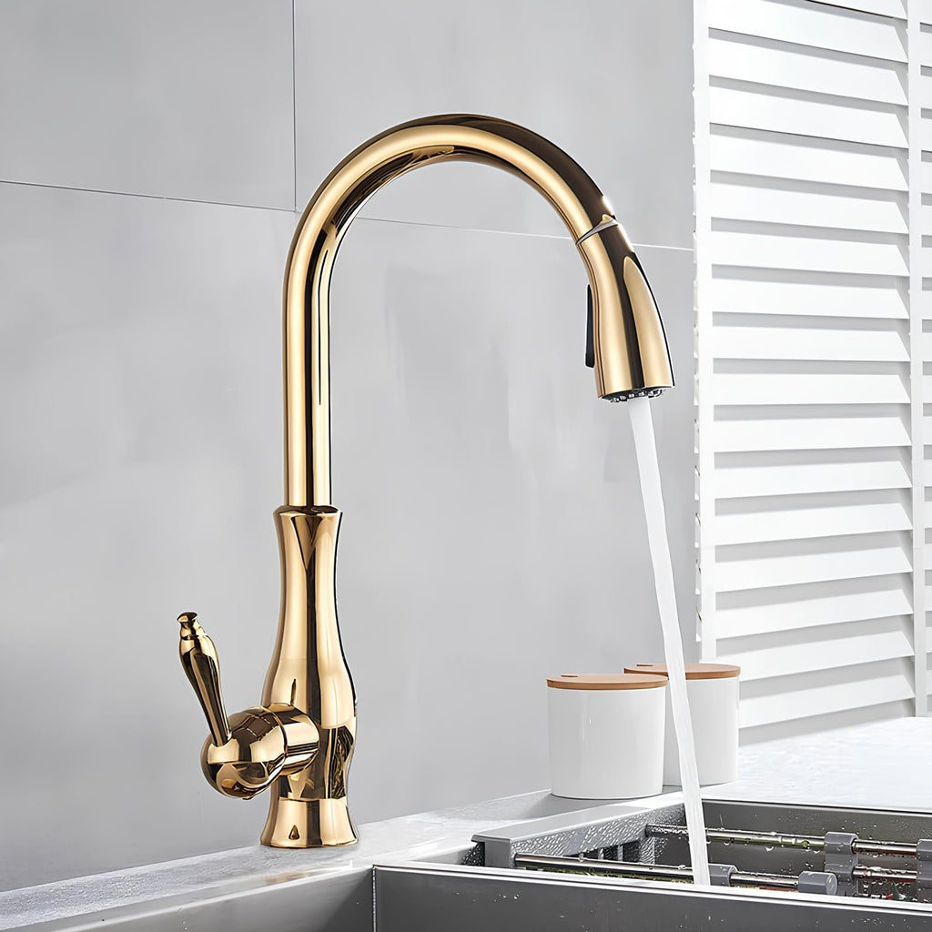 Robinet cuisine avec douchette extractible col pivotant
