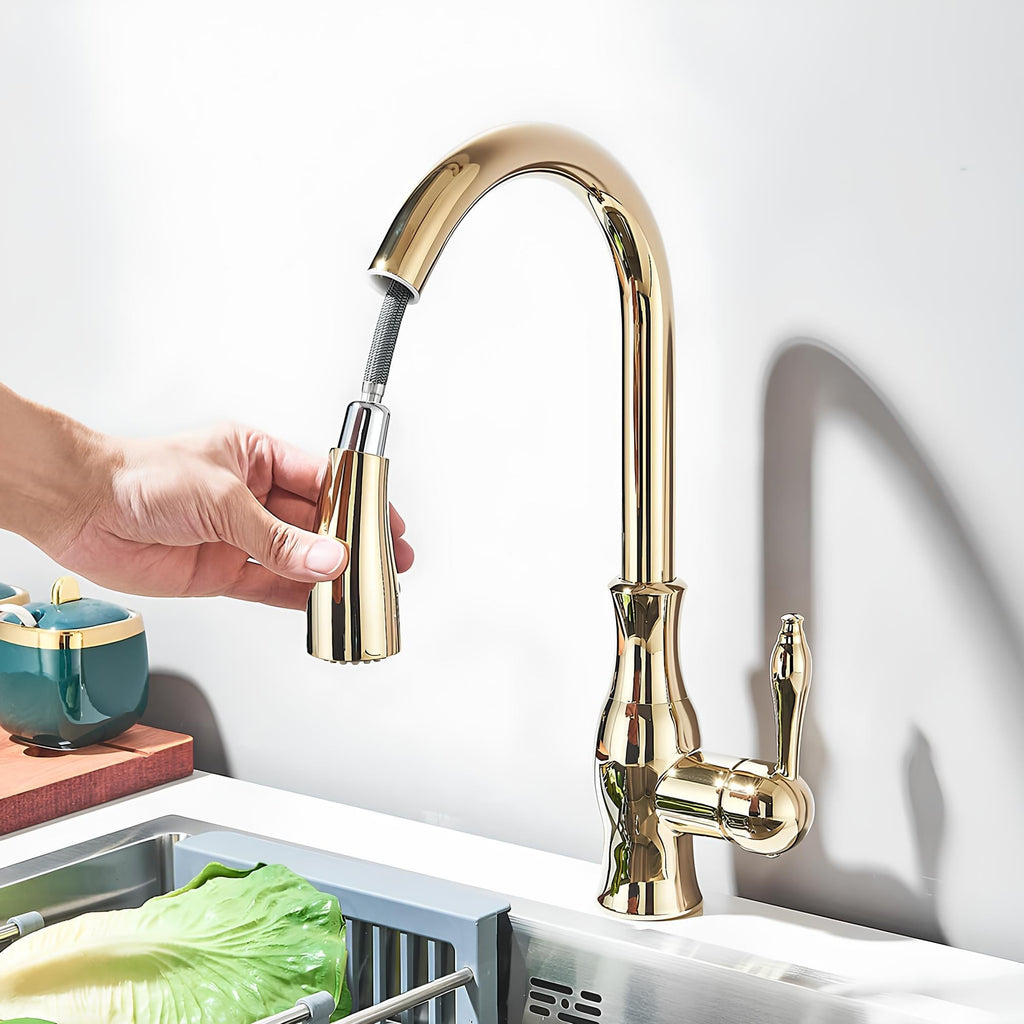 Robinet cuisine avec douchette extractible col pivotant