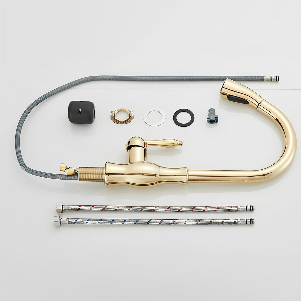 Robinet cuisine avec douchette extractible col pivotant