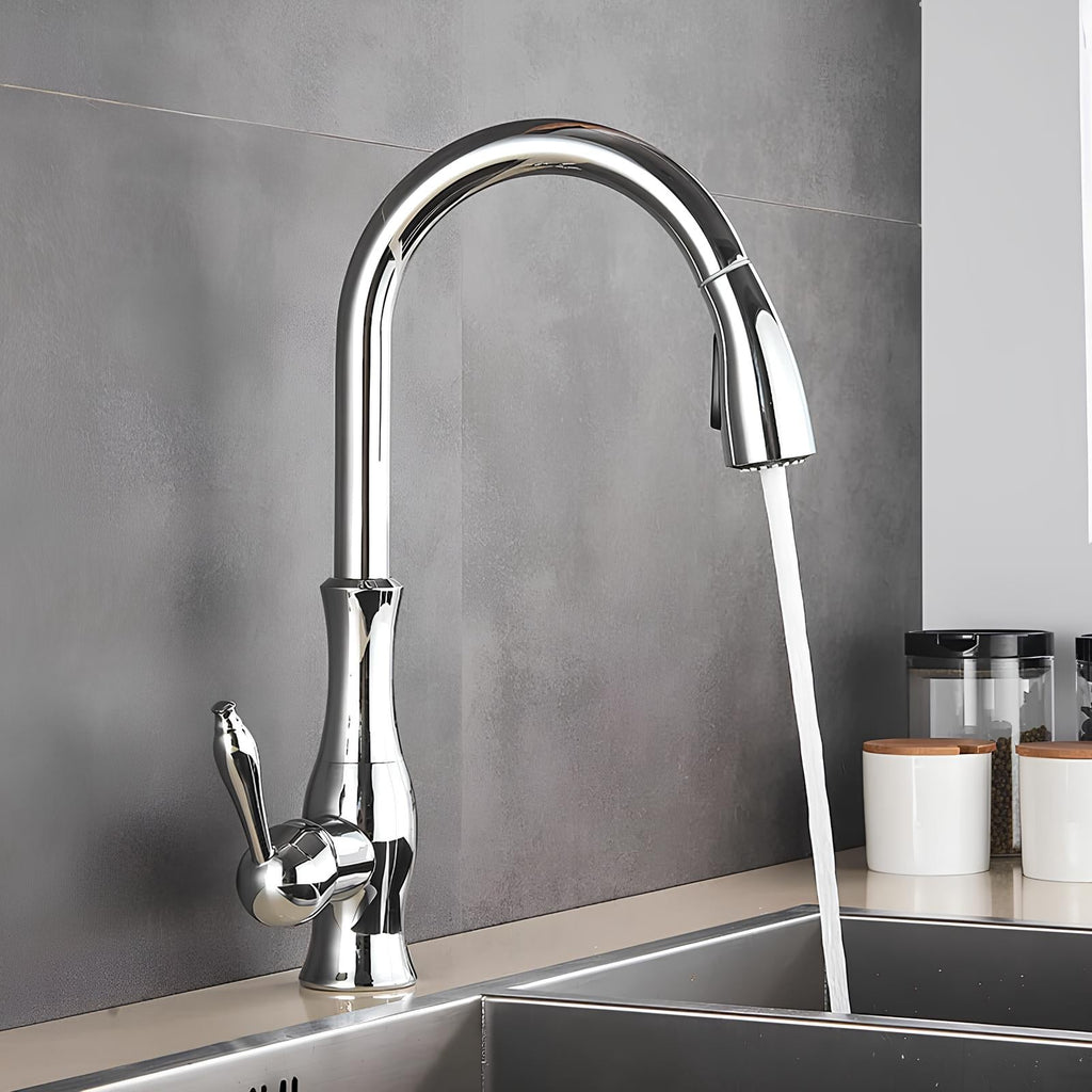 Robinet cuisine avec douchette extractible col pivotant