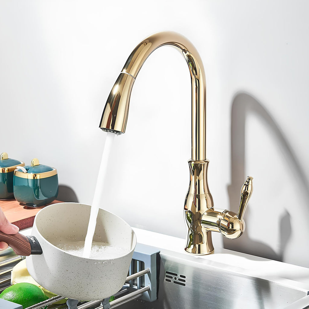 Robinet cuisine avec douchette extractible col pivotant