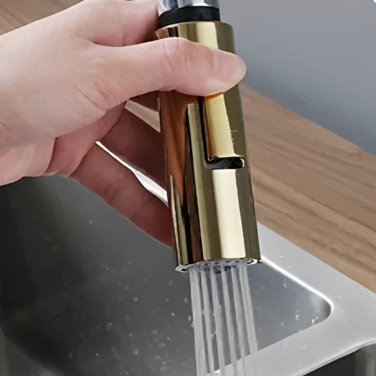 Robinet de cuisine extractible deux jets rotatif