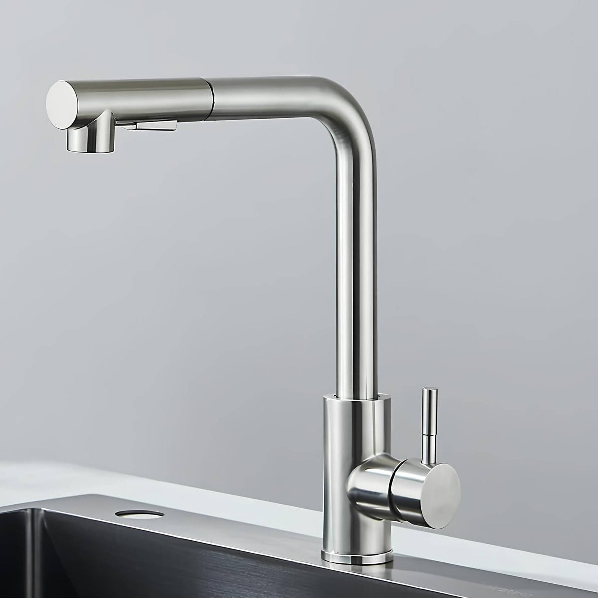 Robinet évier douchette rétractable noir inox