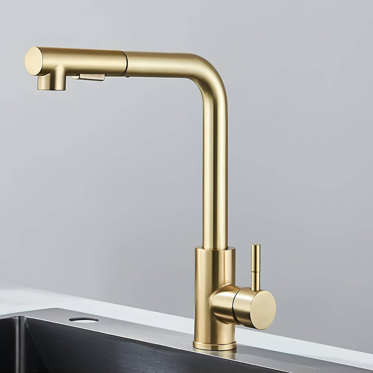 Robinet évier douchette rétractable noir inox