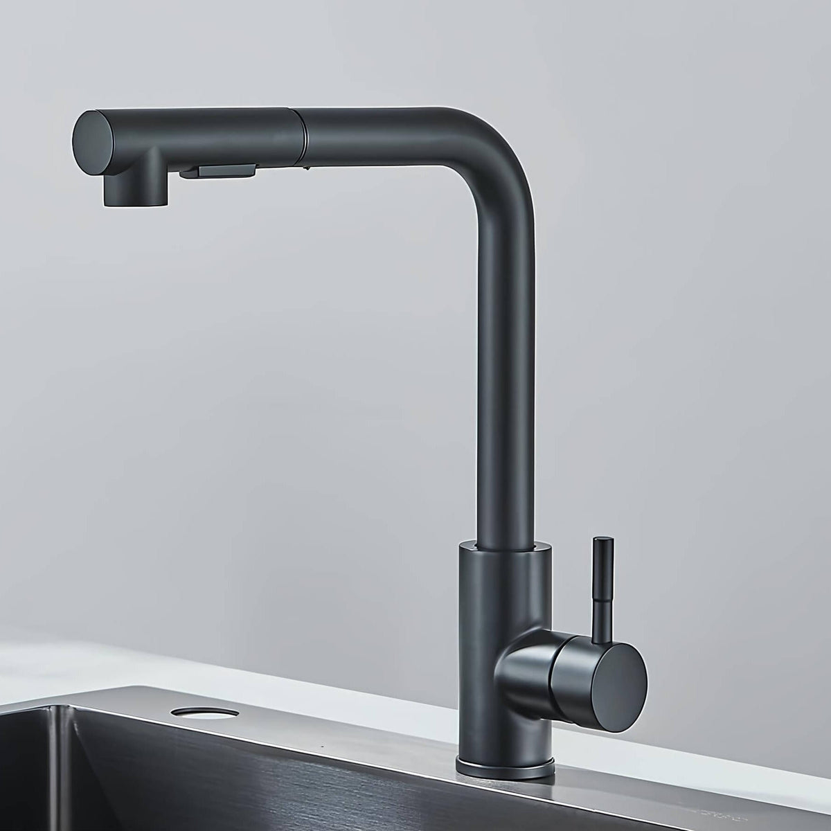 Robinet évier douchette rétractable noir inox