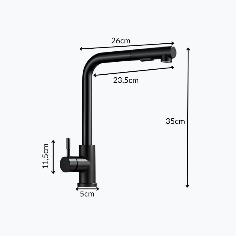 Robinet évier douchette rétractable noir inox